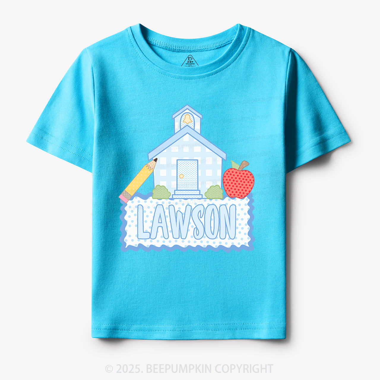 Personalized Blue Schoolhouse Toddler&Kid's Tees Beepumpkin Sale-Beepumpkin™
