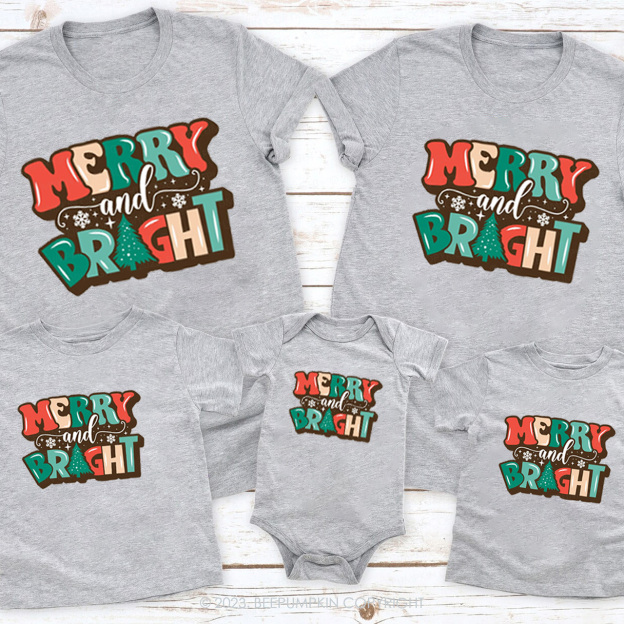 Happy Christmas Merry And Bright Shirts For Family Beepumpkin