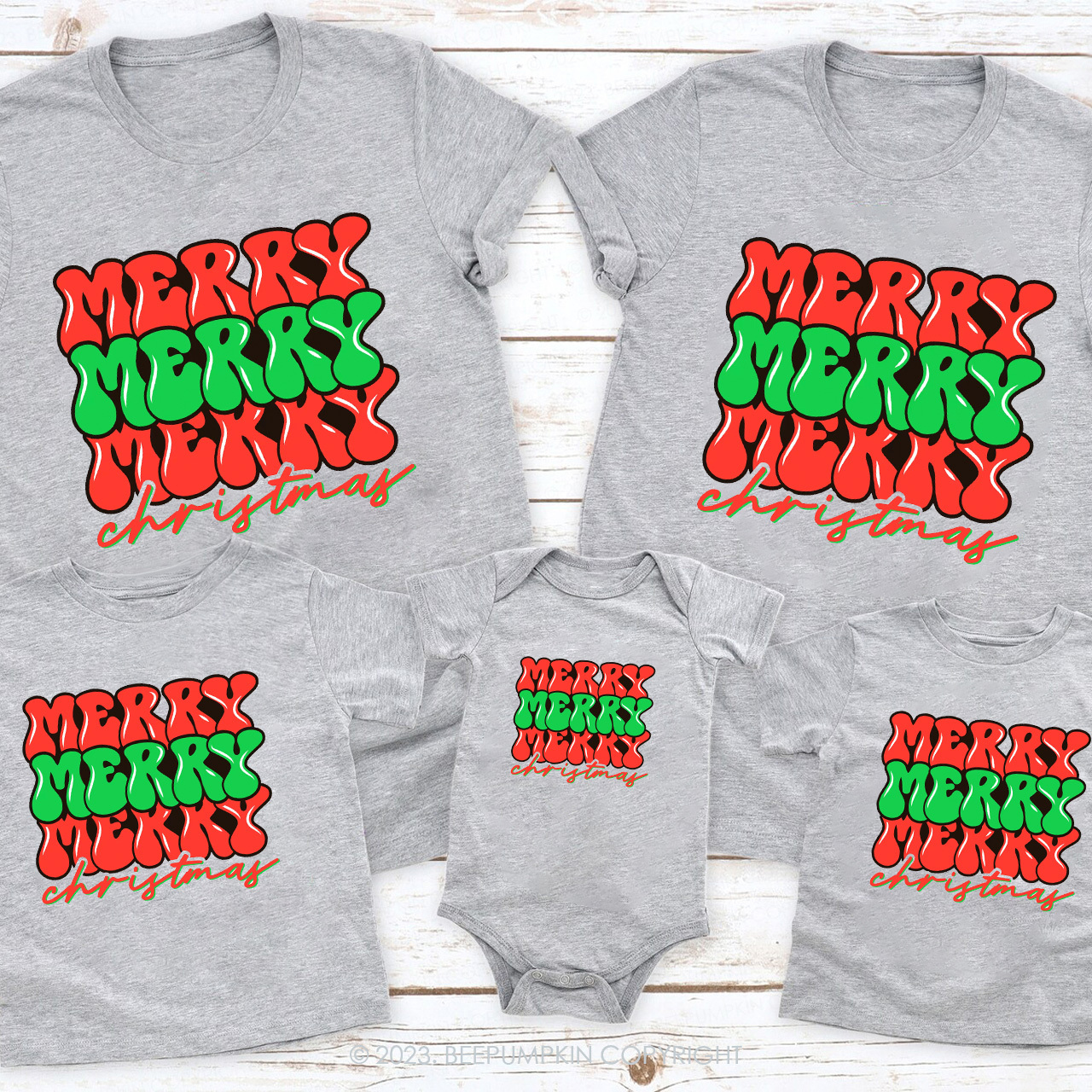 Merry Christmas Happy Christmas Matching Tees For Family Beepumpkin