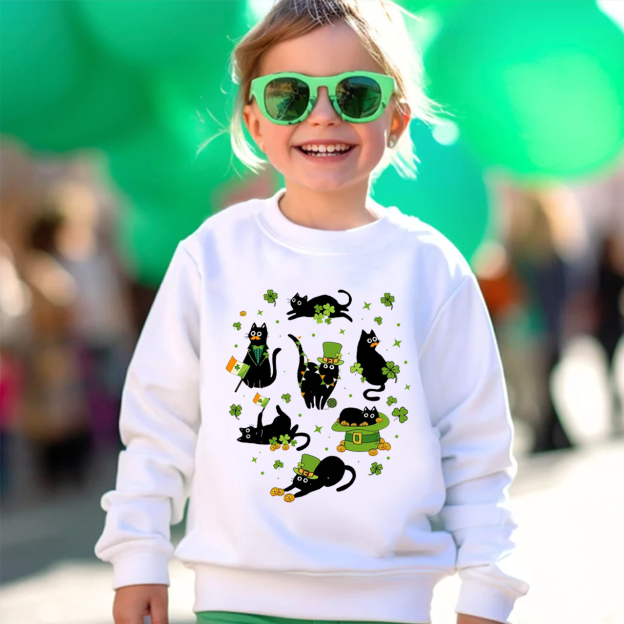 Cat St. Patrick's Day Kid's Sweatshirt