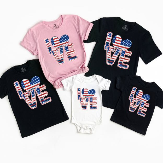 I Love America Classic Independence Day Family Matching Shirts