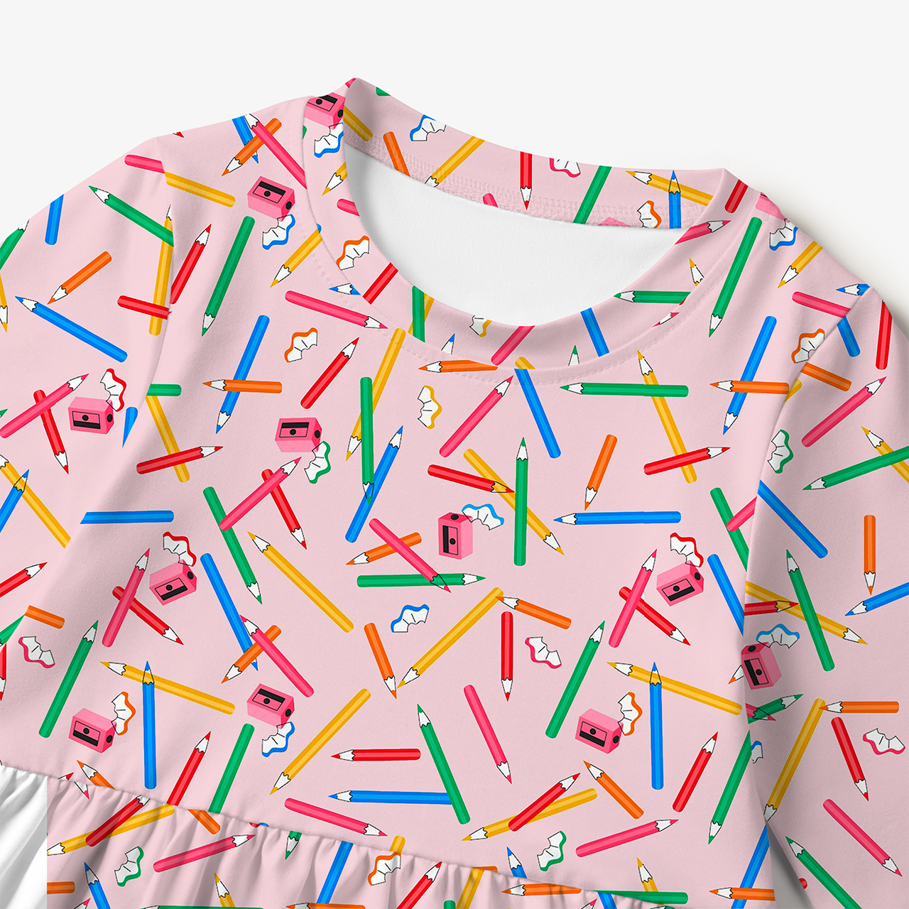 Colored Pencils All Over Print Kids Dress
