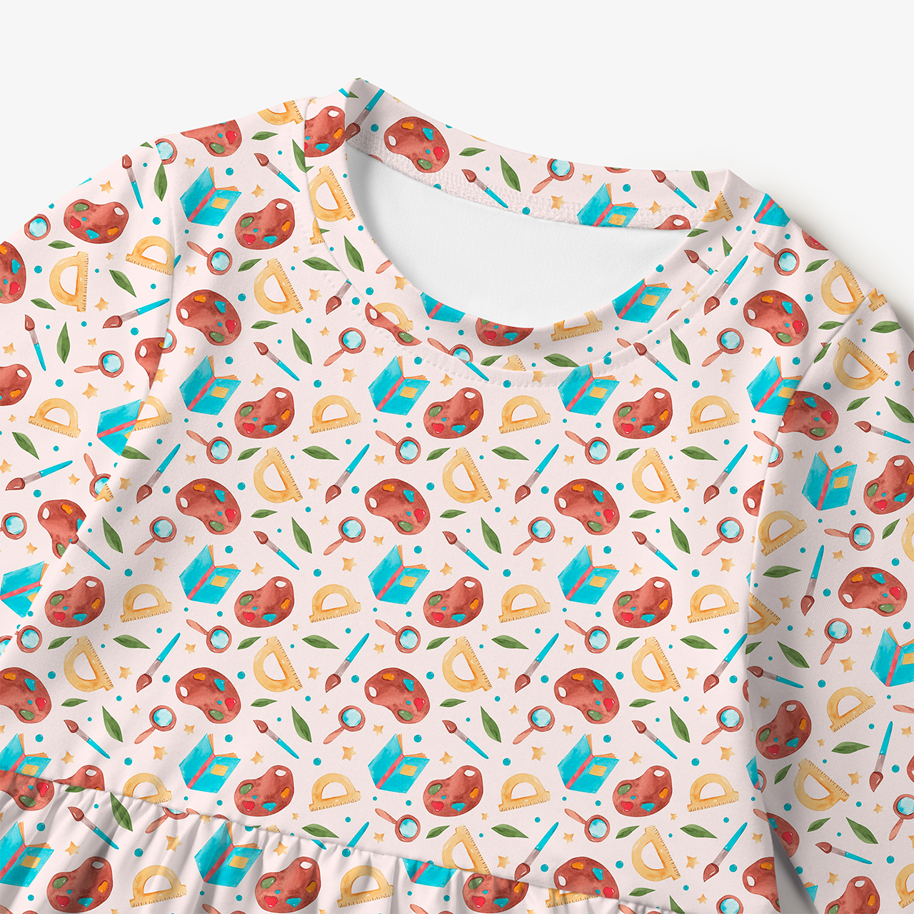 Watercolor Paint All Over Print Kids Dress