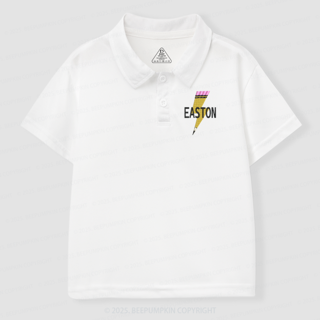 Personalized Embroidered Lightning Pencil Name Toddler&Kid's Polo Shirt Beepumpkin