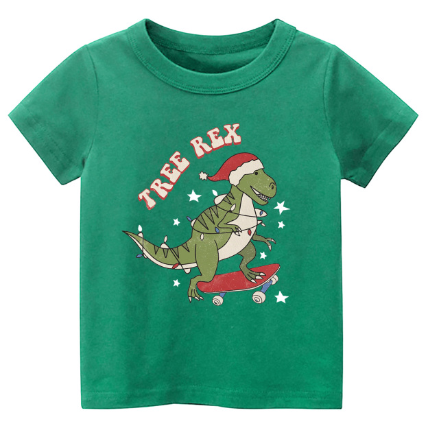 Tree Rex Retro Kids Christmas Shirts