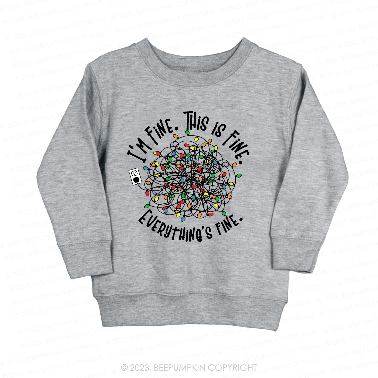 Holiday Christmas Lights Kids Sweatshirt Beepumpkin