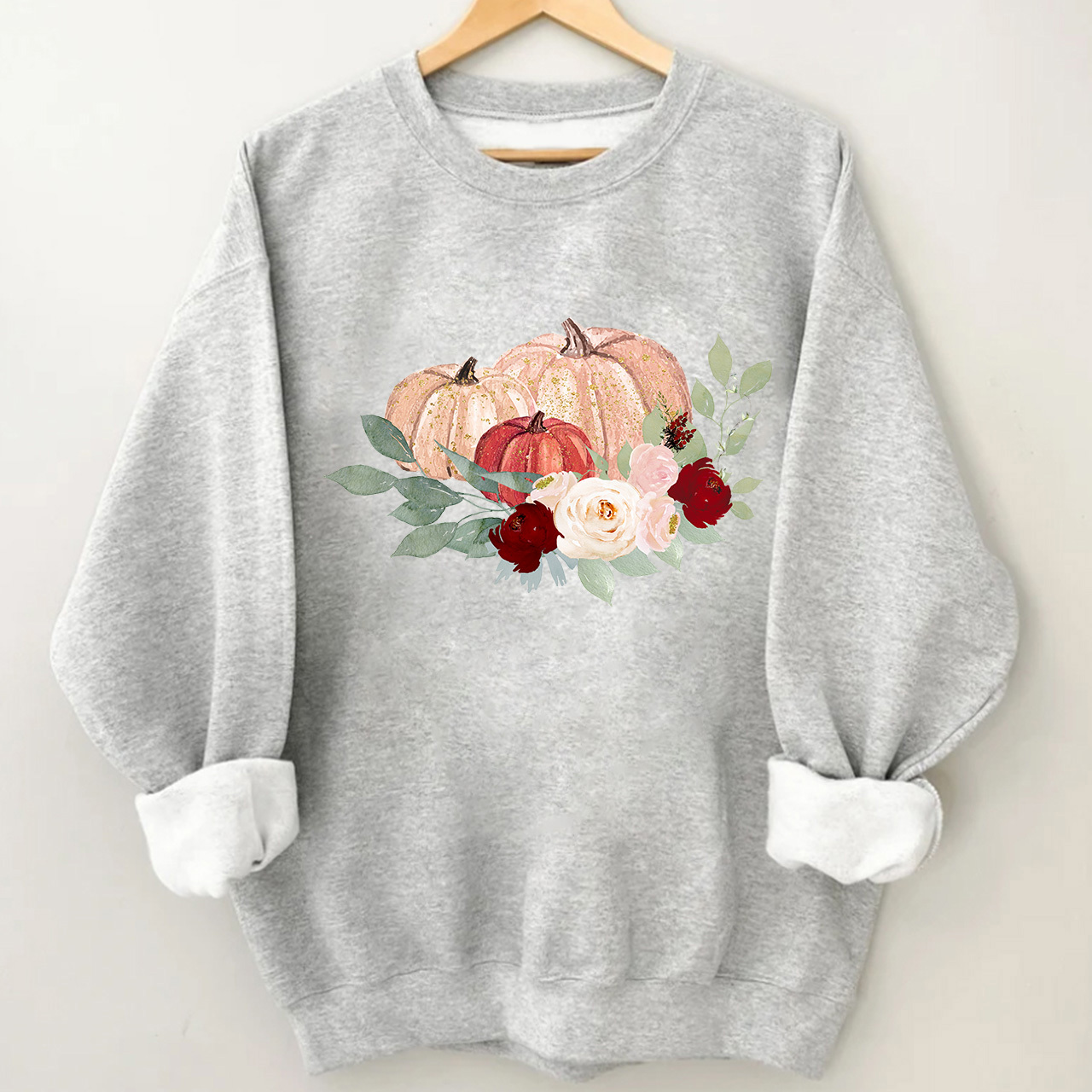 Pretty Fall Watercolor Pumpkin Sweatshirts For Her