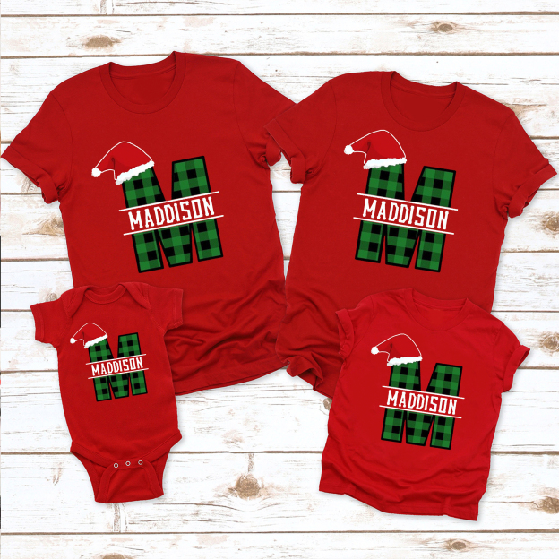 Personalized Capital Letters Christmas Family Matching Shirt
