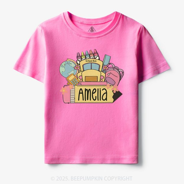 Personalized Back To School Girls Name Toddler&Kid's Tees Beepumpkin 