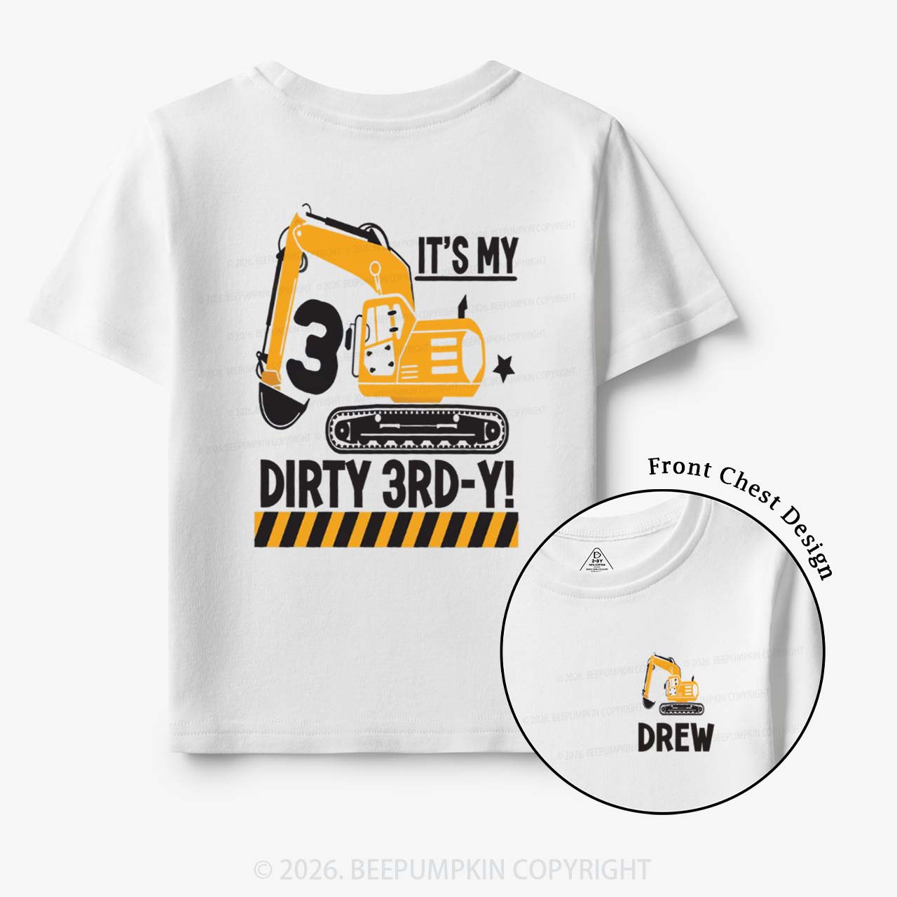 Personalized Dirty Excavator Truck Birthday Toddler&Kid's Tees