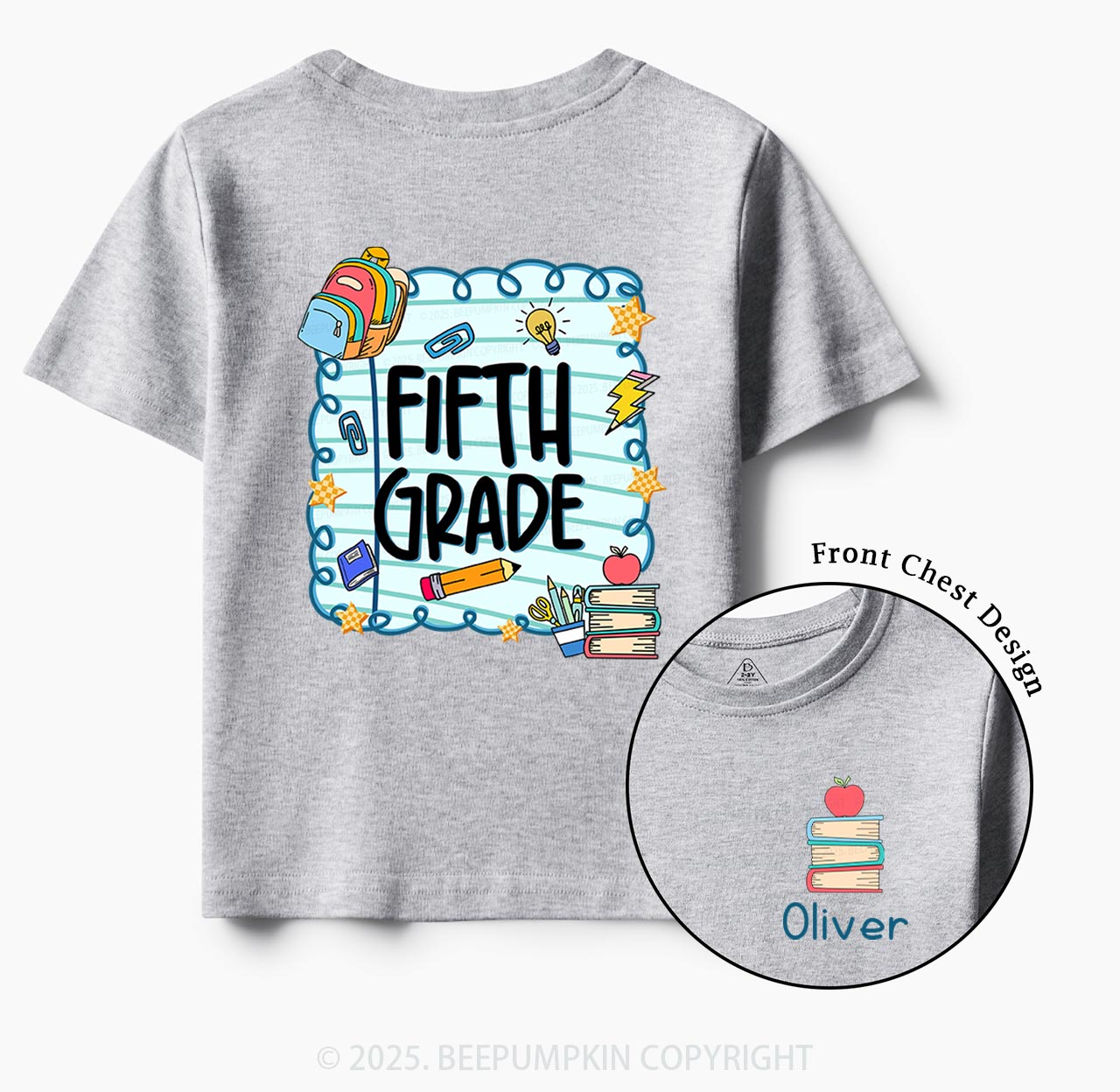 Personalized Apple Book Learning Toddler&Kid's Tees Beepumpkin