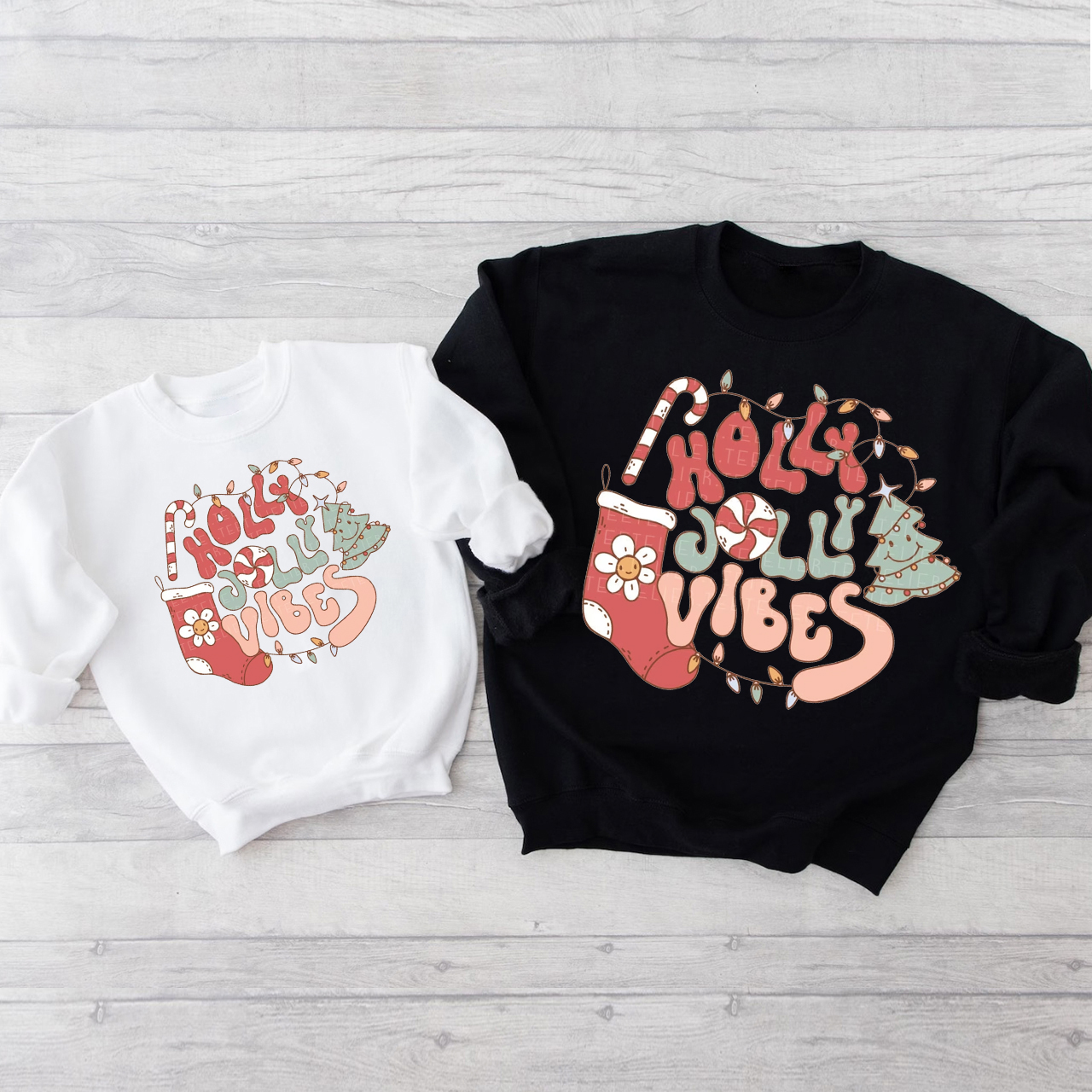 Holly Jolly Vibes Christmas Family Sweatshirts