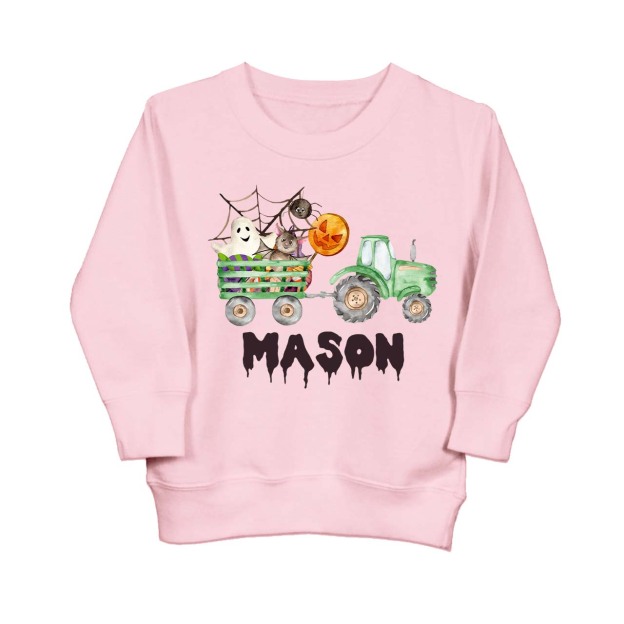 Custom Green Tractor Halloween Sweatshirt For Kids