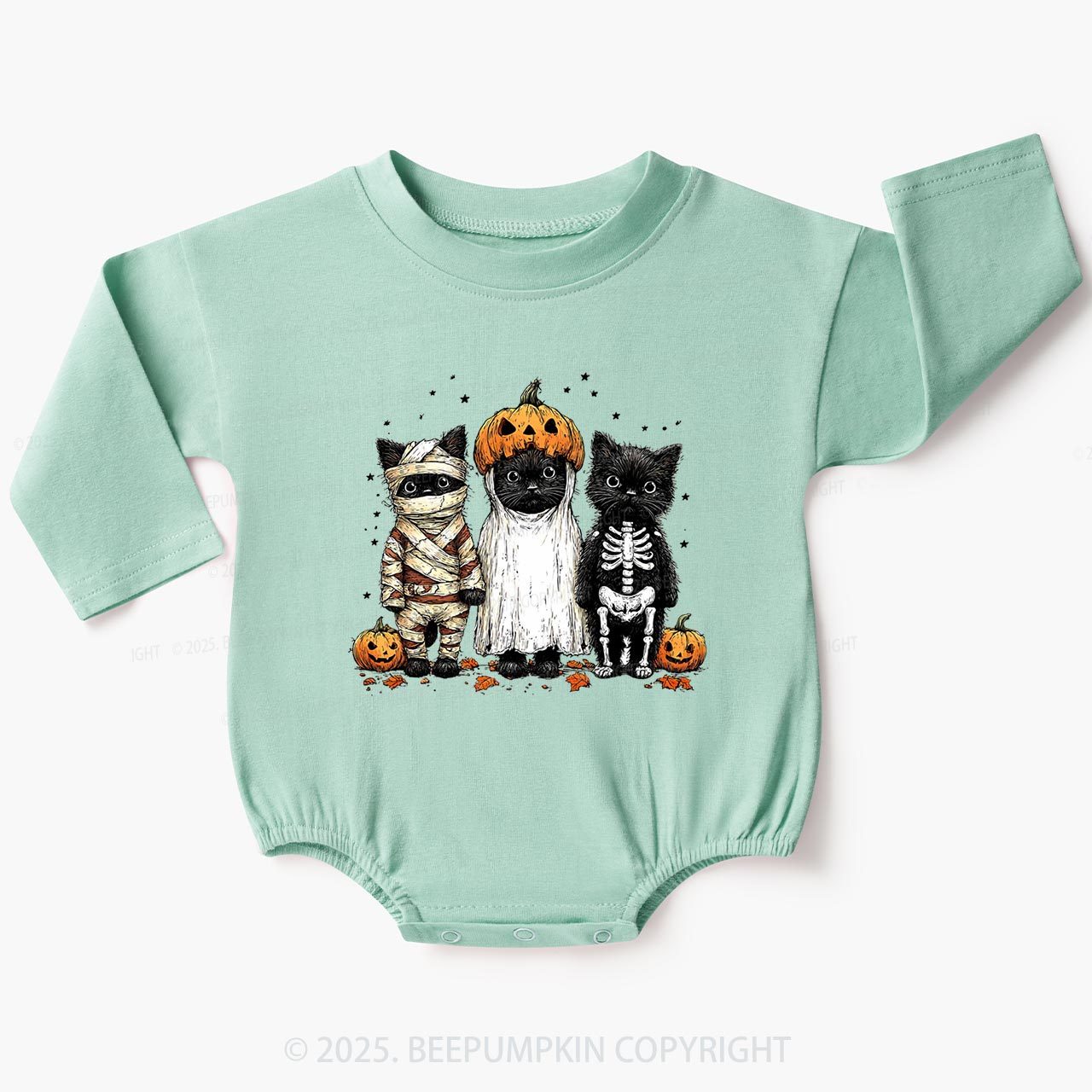 Halloween Black Cat Baby Bubble Romper Beepumpkin