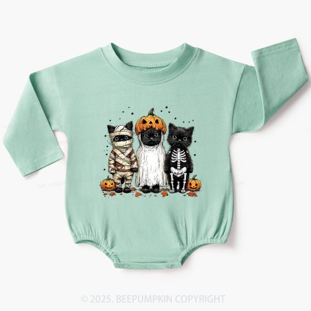 Halloween Black Cat Baby Bubble Romper Beepumpkin