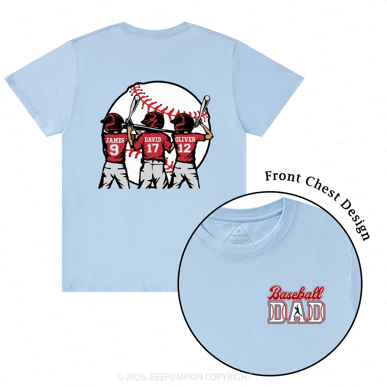 Personalized Baseball Dad Team T-Shirts