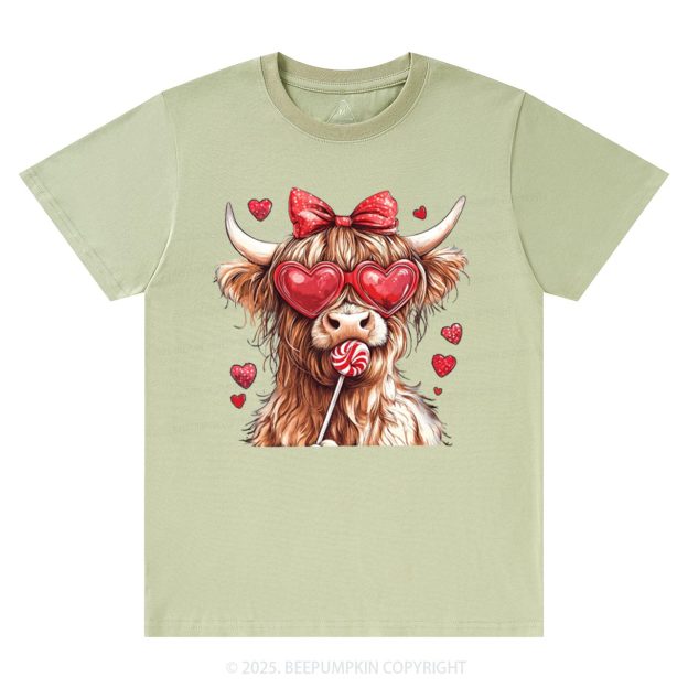 Highland Cow Valentine's Day T-Shirts Beepumpkin
