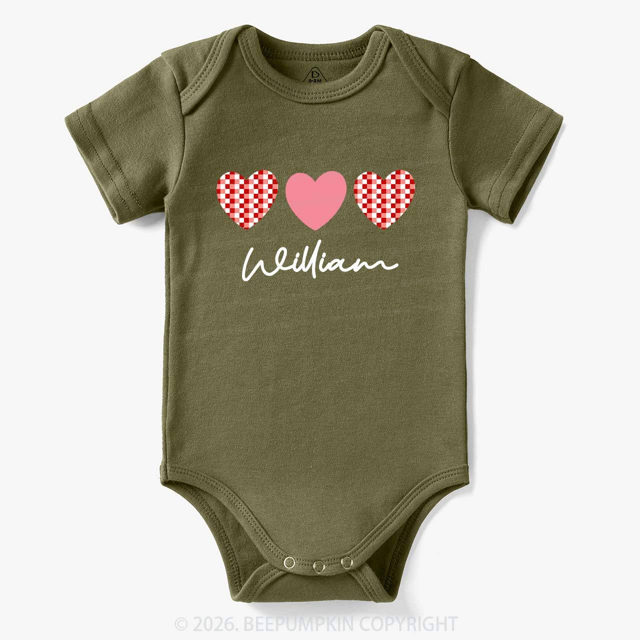 Plaid Heart Valentine's Day Bodysuit For Baby