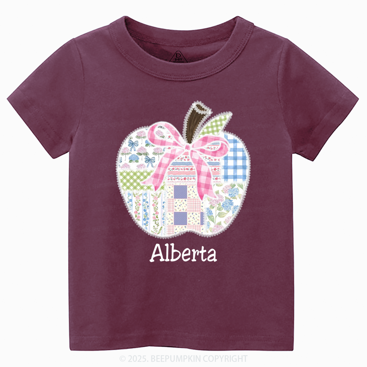 Personalized Lace Apple Name Toddler&Kid's Tees Beepumpkin