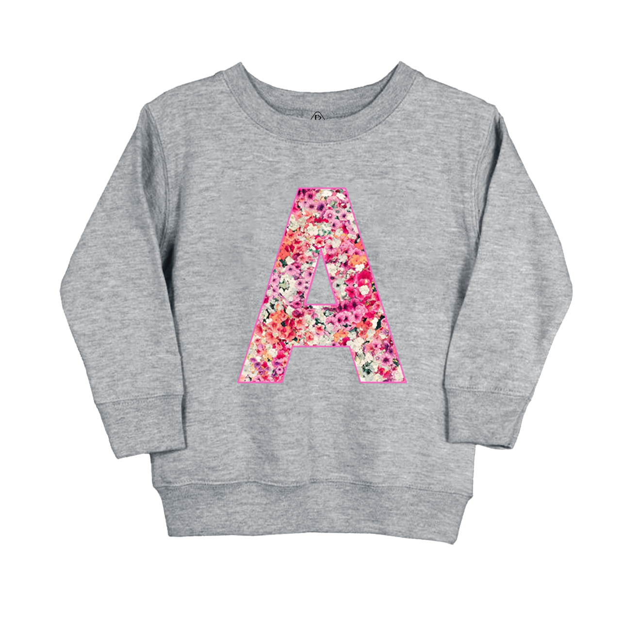 Personalized Cute Floral Initial Kids Sweatshirt