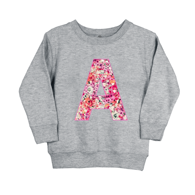 Personalized Cute Floral Initial Kids Sweatshirt