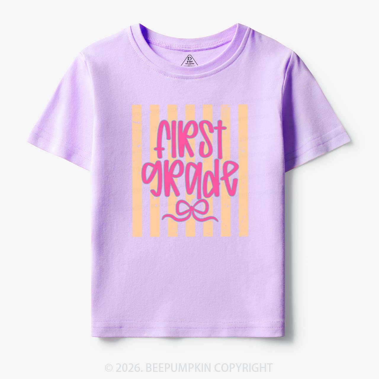 Colorful Stripes First Grade Cutie Bow Toddler&Kid's Tees