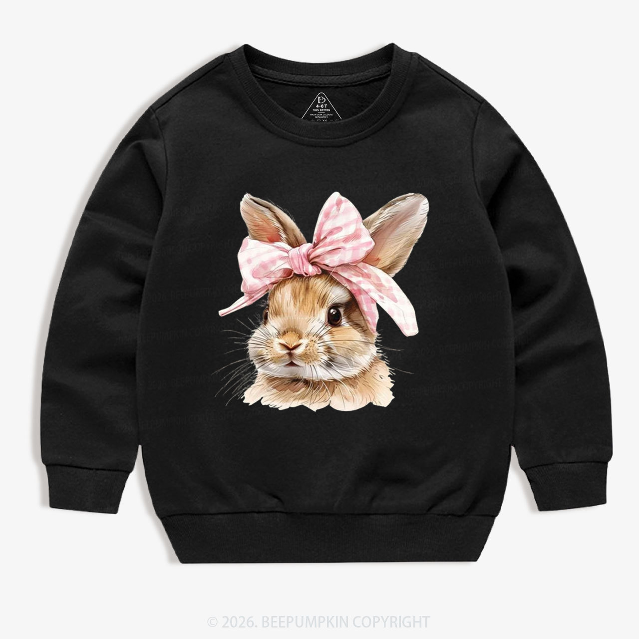 Cute Bunny with Bow Easter Kid's Sweatshirt