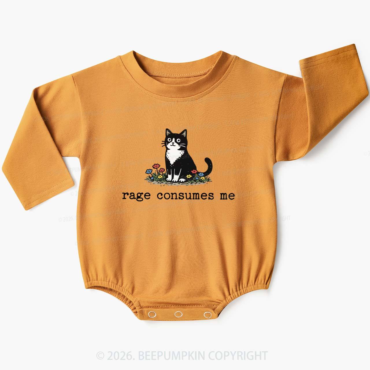 Funny Cat Rage Consumes Me Baby Bubble Romper