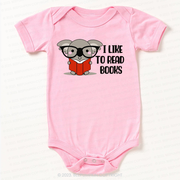 I Like To Read Books Elephant Bodysuit For Baby