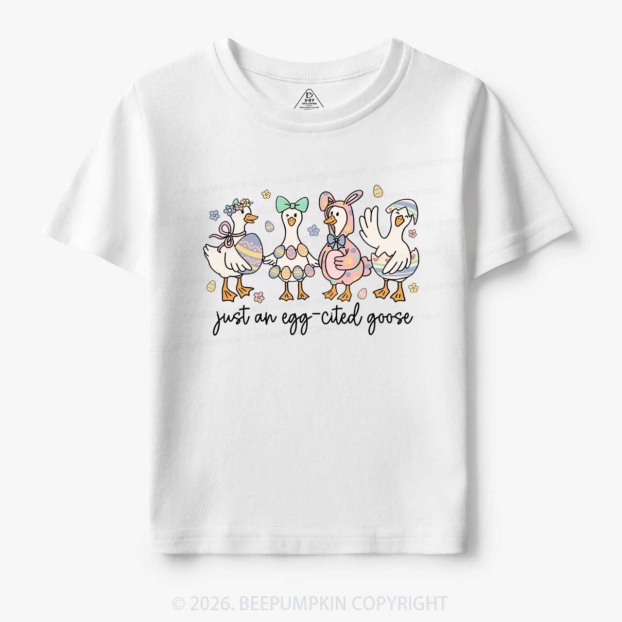 Just an Egg-cited Goose Happy Easter Toddler&Kids Tees