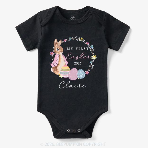 Personalized Spring Bunny Bloom First Easter Baby Bodysuit