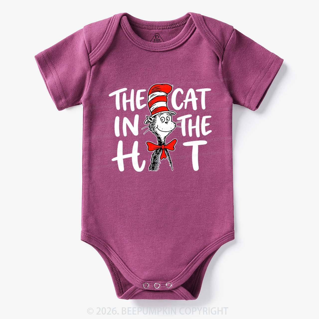 Whimsical Cat In The Hat Baby Bodysuit