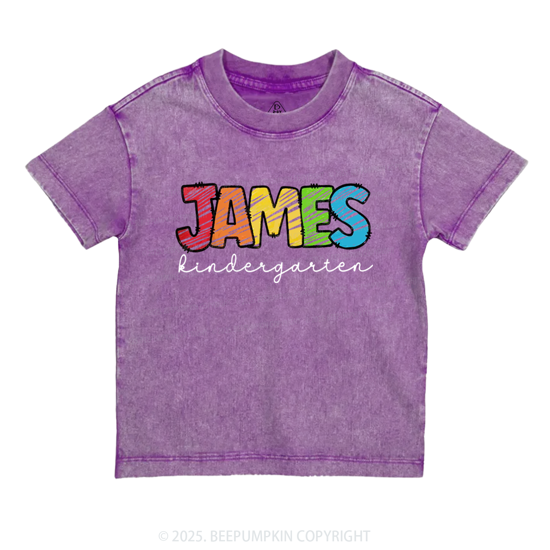 Personalized Rainbow Alphabet Name Toddler&Kids Washed Tees