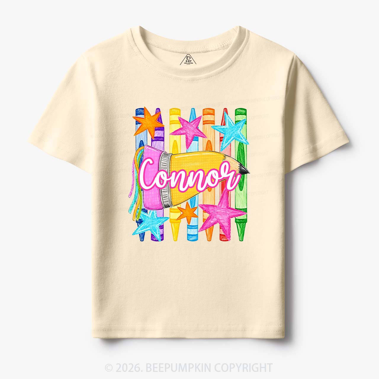 Personalized Name Striped Pencil Crayon Toddler&Kid's Tees