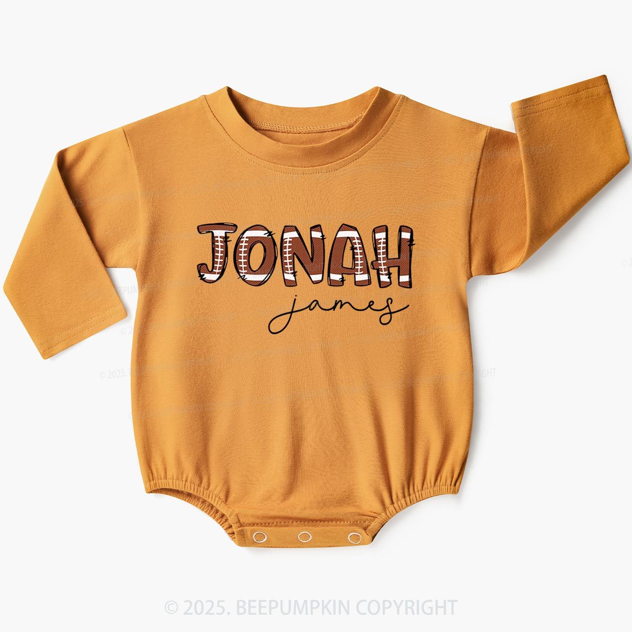 Personalized Football Name Baby Bubble Romper Beepumpkin