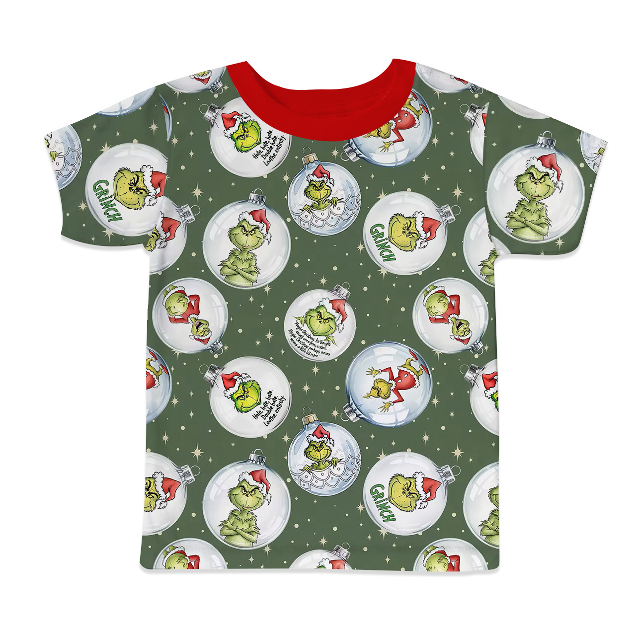 The Green Grumpy Baubles All-Over Print Short Family Matching Pajama Sets