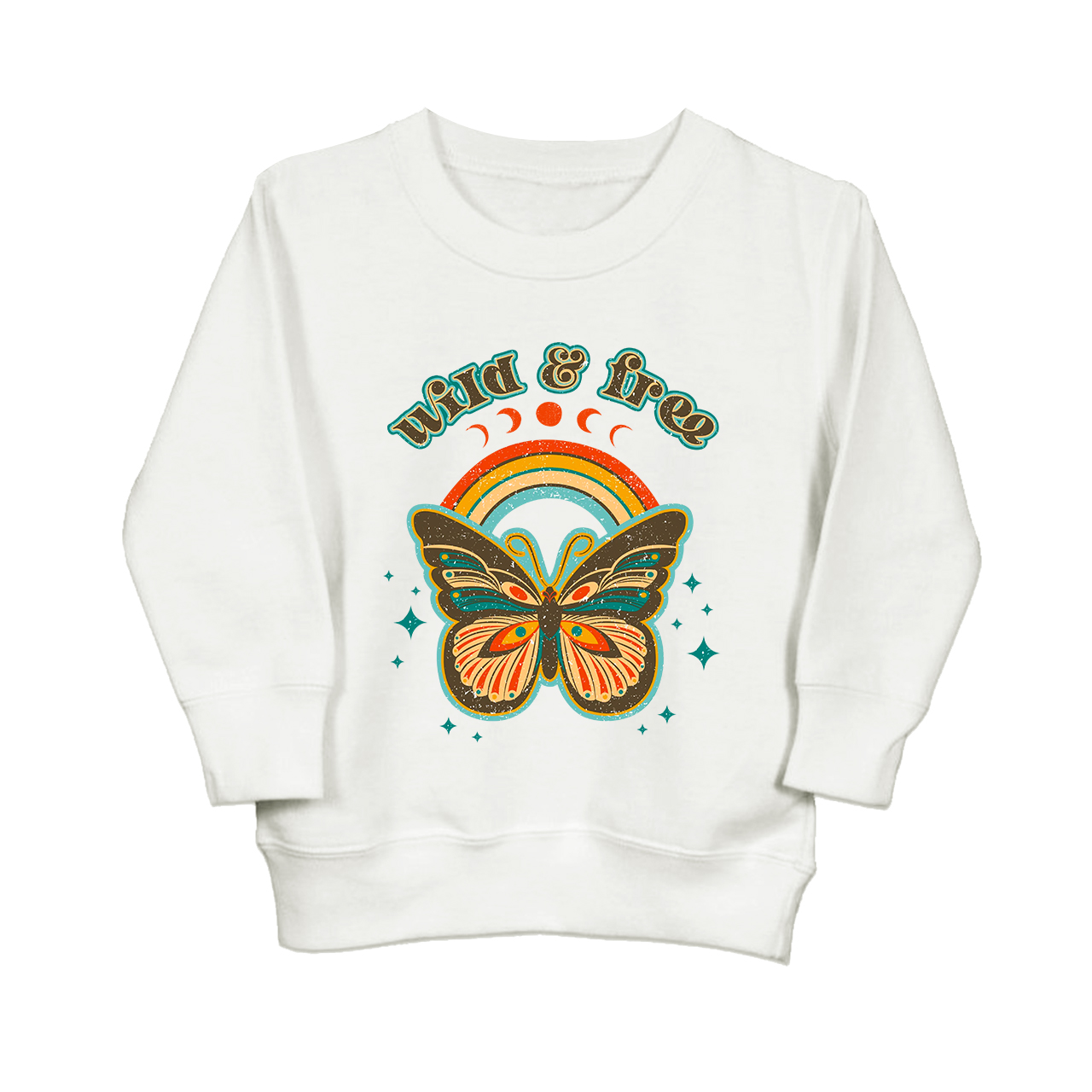 Retro Boho Wild And Free Kids Sweatshirt