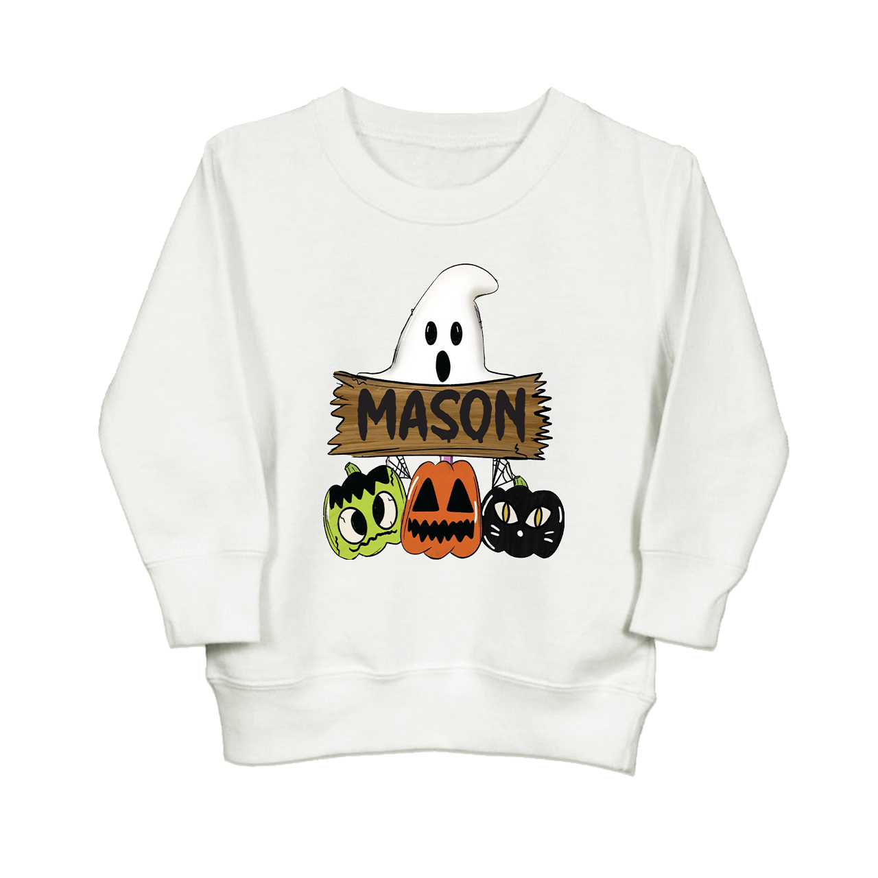 Custom Fall Halloween Pumpkin Cat Sweatshirt For Kids
