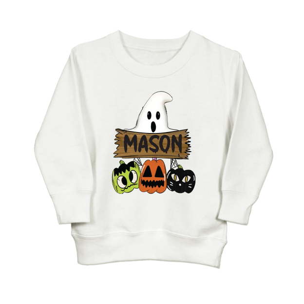 Custom Fall Halloween Pumpkin Cat Sweatshirt For Kids