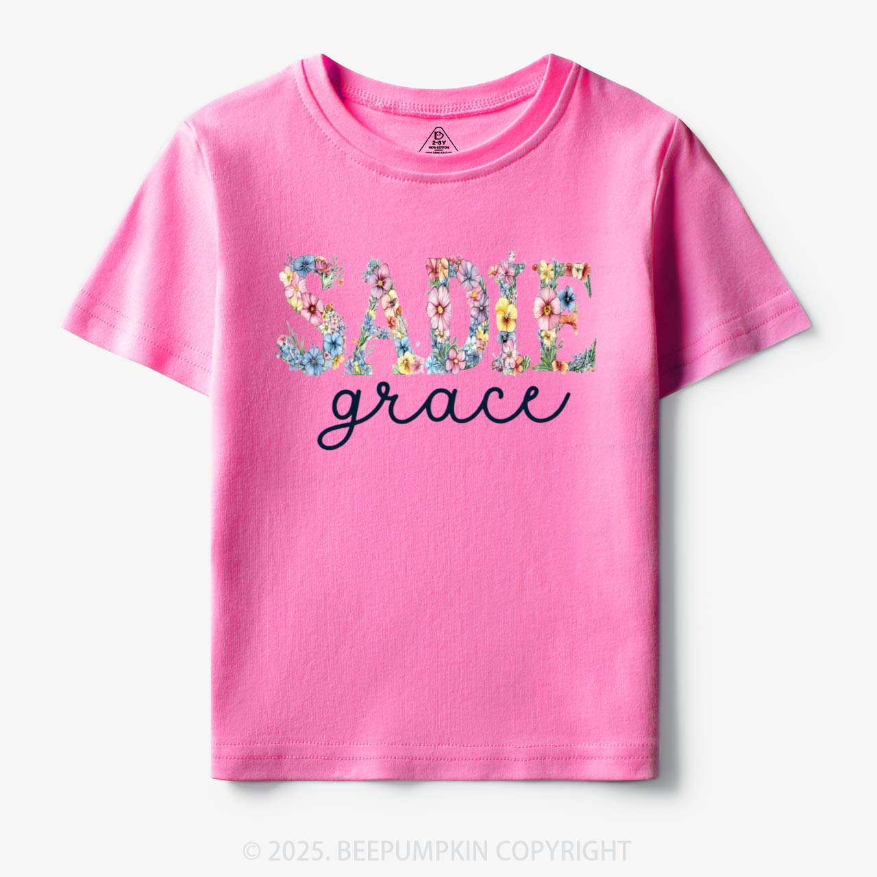 Personalized Floral Name Toddler&Kid's Tees Beepumpkin