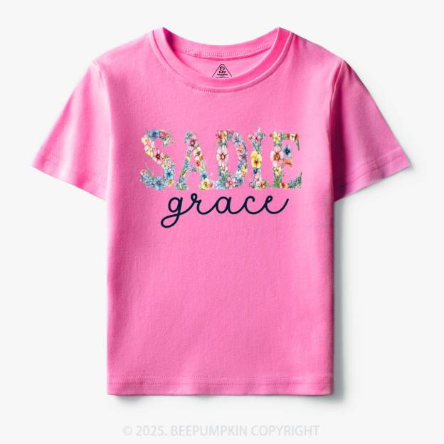 Personalized Floral Name Toddler&Kid's Tees Beepumpkin