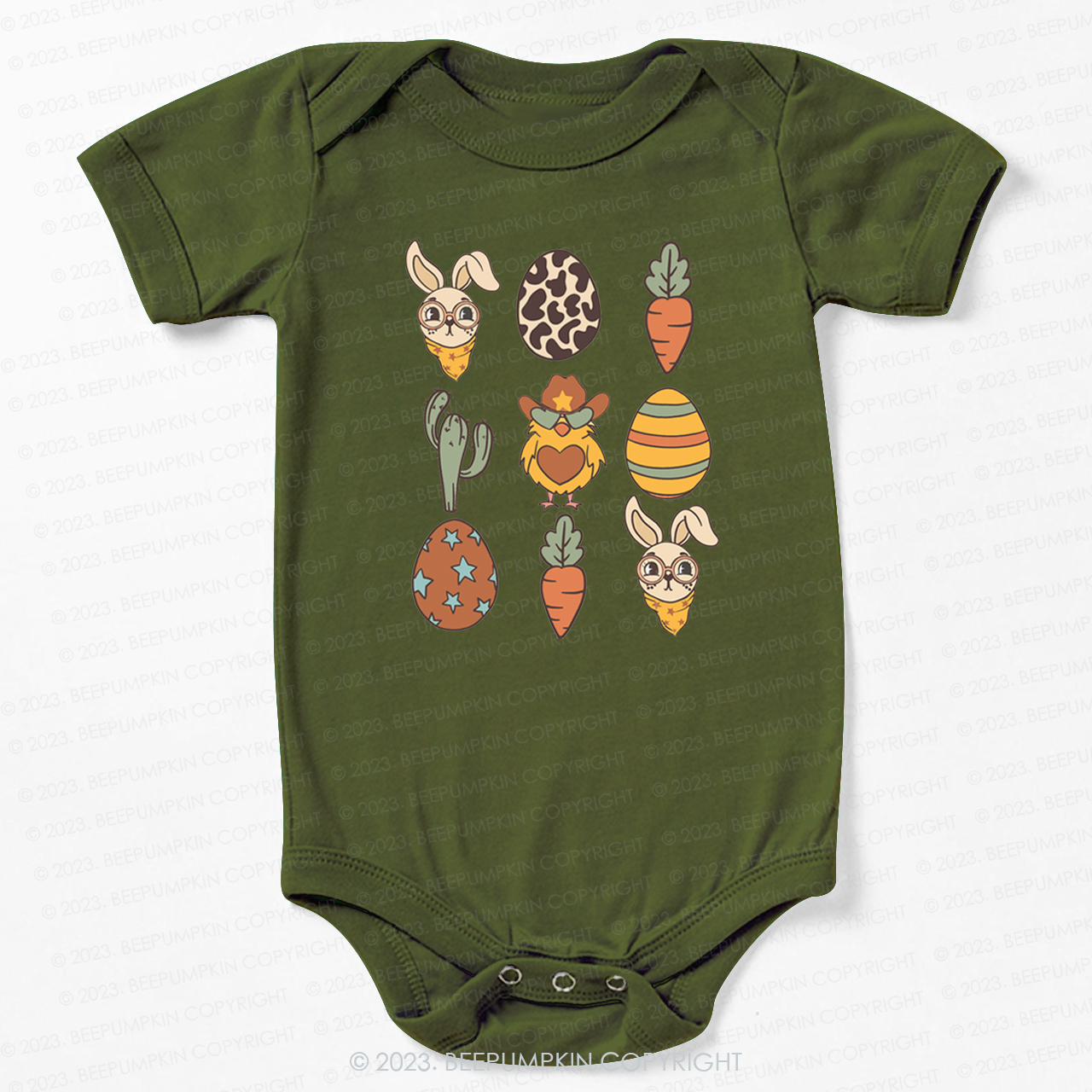 Hoppy Western Easter Carrot Eggs Bodysuit For Baby