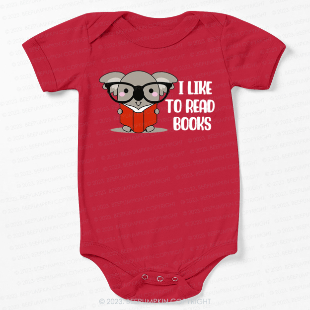 I Like To Read Books Elephant Bodysuit For Baby