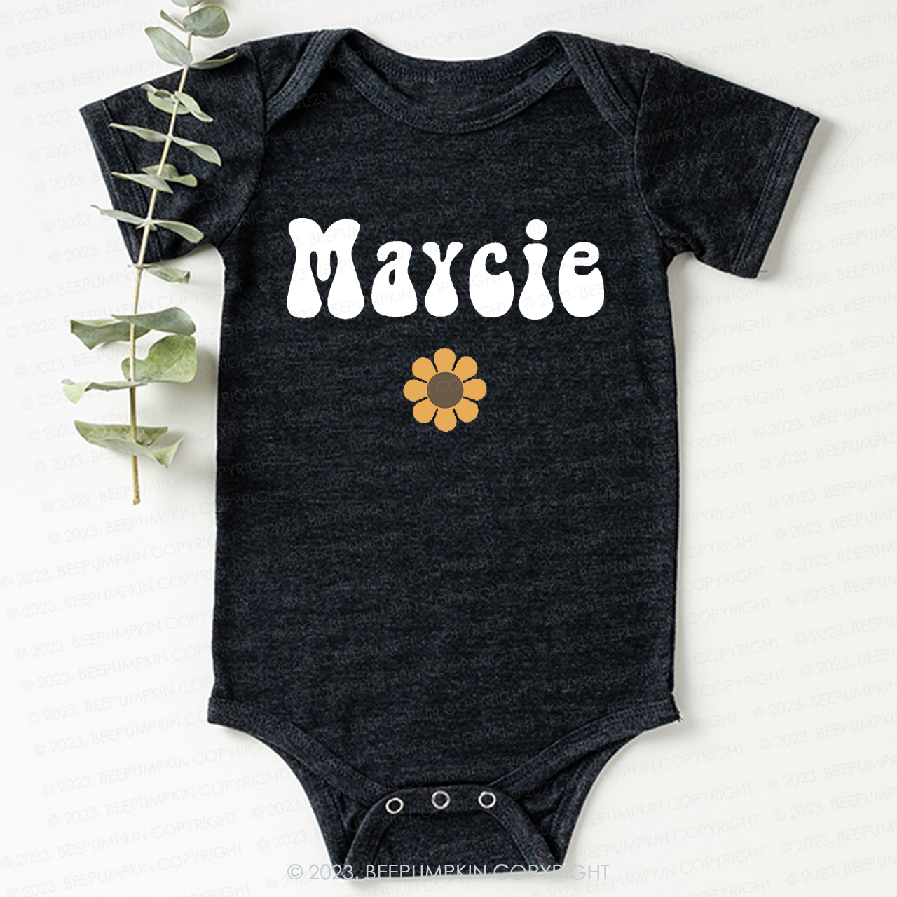 Retro Yellow Flower Natural Bodysuit For Baby