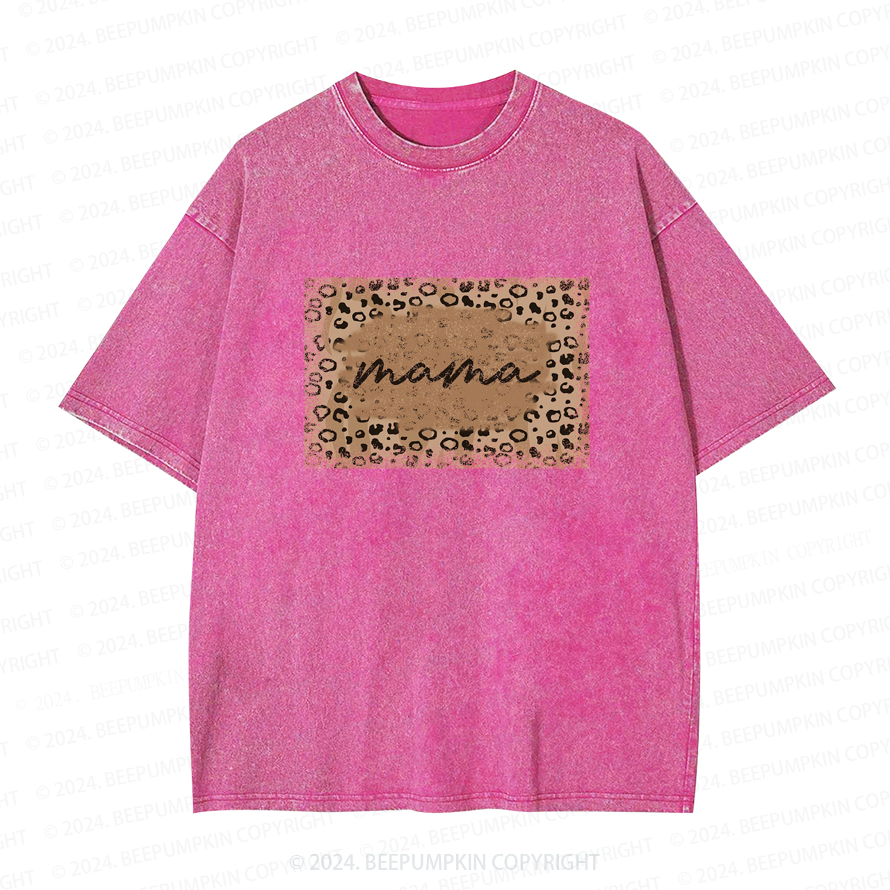 Leopard Print Mama Washed T-Shirts 
