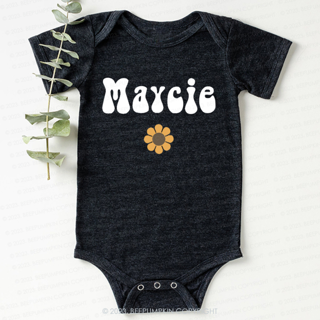 Retro Yellow Flower Natural Bodysuit For Baby