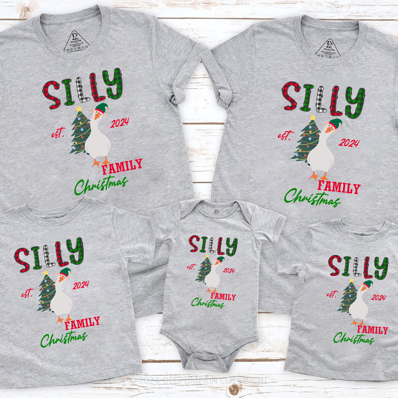 Personalized Funny Silly Goose Christmas Family Matching T-Shirts 