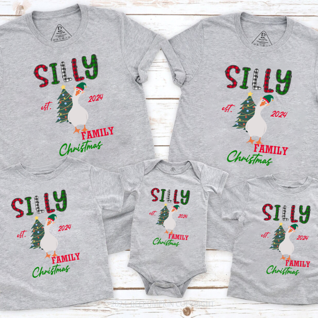 Personalized Funny Silly Goose Christmas Family Matching T-Shirts 