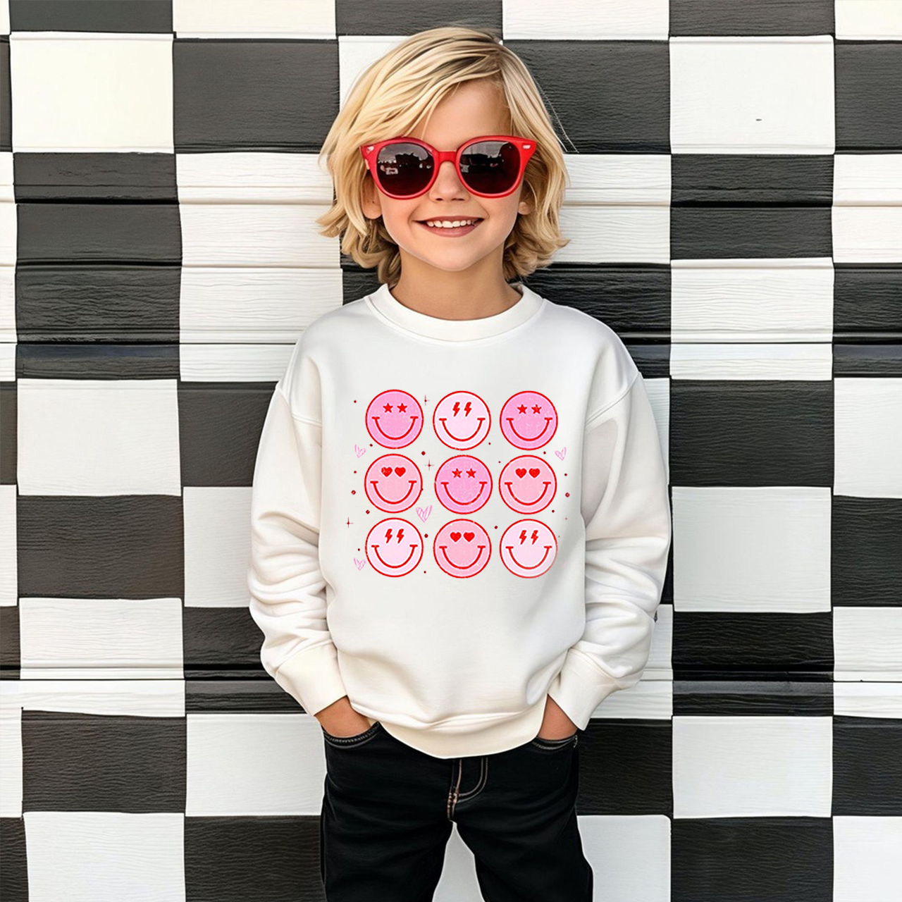 Groovy Heart Valentine's Day Kid's Sweatshirt