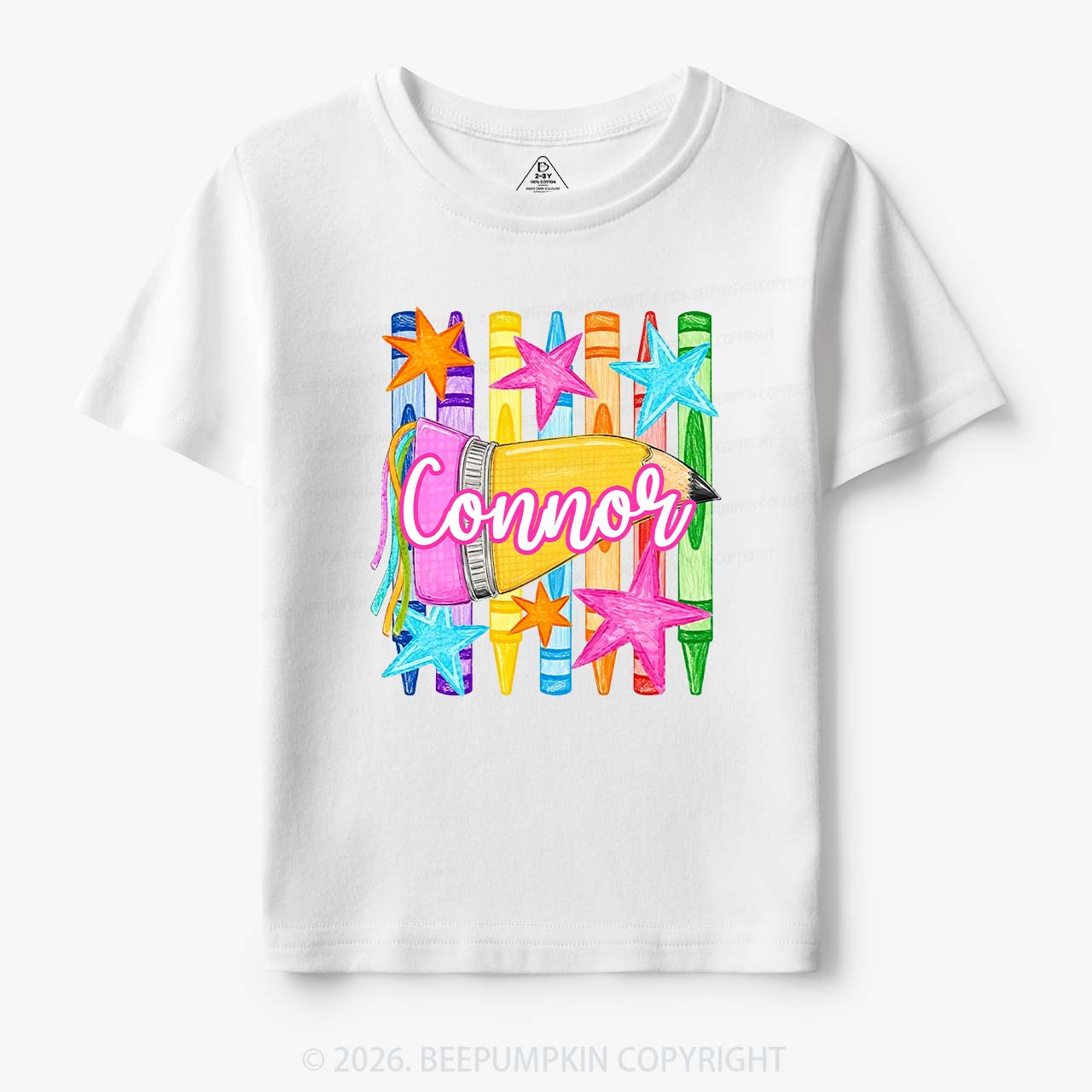 Personalized Name Striped Pencil Crayon Toddler&Kid's Tees